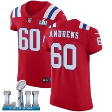 Men's Nike New England Patriots #60 David Andrews Red Alternate Vapor Untouchable Elite Player Super Bowl LII NFL Jersey