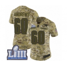 Women's Nike New England Patriots #60 David Andrews Limited Camo 2018 Salute to Service Super Bowl LIII Bound NFL Jersey