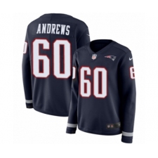Women's Nike New England Patriots #60 David Andrews Limited Navy Blue Therma Long Sleeve NFL Jersey