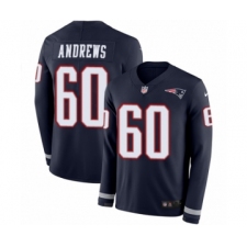Youth Nike New England Patriots #60 David Andrews Limited Navy Blue Therma Long Sleeve NFL Jersey