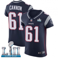 Men's Nike New England Patriots #61 Marcus Cannon Navy Blue Team Color Vapor Untouchable Elite Player Super Bowl LII NFL Jersey