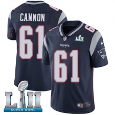Men's Nike New England Patriots #61 Marcus Cannon Navy Blue Team Color Vapor Untouchable Limited Player Super Bowl LII NFL Jersey
