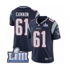 Men's Nike New England Patriots #61 Marcus Cannon Navy Blue Team Color Vapor Untouchable Limited Player Super Bowl LIII Bound NFL Jersey