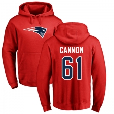 NFL Nike New England Patriots #61 Marcus Cannon Red Name & Number Logo Pullover Hoodie