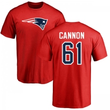 NFL Nike New England Patriots #61 Marcus Cannon Red Name & Number Logo T-Shirt