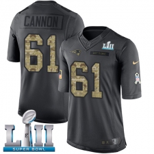 Youth Nike New England Patriots #61 Marcus Cannon Limited Black 2016 Salute to Service Super Bowl LII NFL Jersey