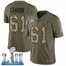 Youth Nike New England Patriots #61 Marcus Cannon Limited Olive/Camo 2017 Salute to Service Super Bowl LII NFL Jersey