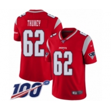 Men's New England Patriots #62 Joe Thuney Limited Red Inverted Legend 100th Season Football Jersey