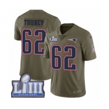 Men's Nike New England Patriots #62 Joe Thuney Limited Olive 2017 Salute to Service Super Bowl LIII Bound NFL Jersey