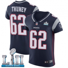 Men's Nike New England Patriots #62 Joe Thuney Navy Blue Team Color Vapor Untouchable Elite Player Super Bowl LII NFL Jersey