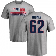 Nike New England Patriots #62 Joe Thuney Heather Gray 2017 AFC Champions V-Neck T-Shirt
