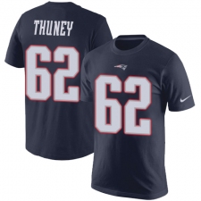 Nike New England Patriots #62 Joe Thuney Navy Blue Rush Pride Name & Number T-Shirt