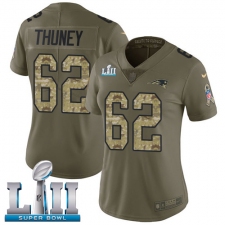 Women's Nike New England Patriots #62 Joe Thuney Limited Olive/Camo 2017 Salute to Service Super Bowl LII NFL Jersey