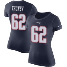 Women's Nike New England Patriots #62 Joe Thuney Navy Blue Rush Pride Name & Number T-Shirt