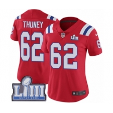 Women's Nike New England Patriots #62 Joe Thuney Red Alternate Vapor Untouchable Limited Player Super Bowl LIII Bound NFL Jersey