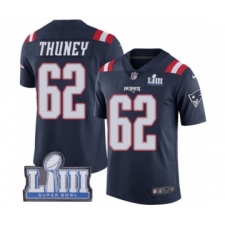 Youth Nike New England Patriots #62 Joe Thuney Limited Navy Blue Rush Vapor Untouchable Super Bowl LIII Bound NFL Jersey