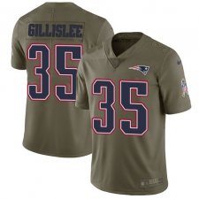 Men's Nike New England Patriots #35 Mike Gillislee Limited Olive 2017 Salute to Service NFL Jersey