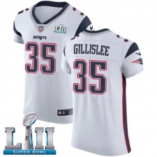Men's Nike New England Patriots #35 Mike Gillislee White Vapor Untouchable Elite Player Super Bowl LII NFL Jersey