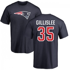 NFL Nike New England Patriots #35 Mike Gillislee Navy Blue Name & Number Logo T-Shirt