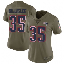 Women's Nike New England Patriots #35 Mike Gillislee Limited Olive 2017 Salute to Service NFL Jersey