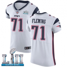 Men's Nike New England Patriots #71 Cameron Fleming White Vapor Untouchable Elite Player Super Bowl LII NFL Jersey