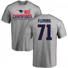 Nike New England Patriots #71 Cameron Fleming Heather Gray 2017 AFC Champions V-Neck T-Shirt