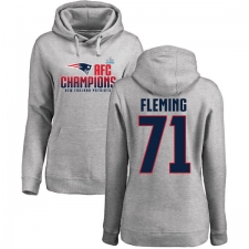Women's Nike New England Patriots #71 Cameron Fleming Heather Gray 2017 AFC Champions Pullover Hoodie