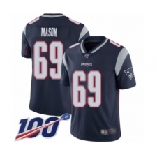 Men's New England Patriots #69 Shaq Mason Navy Blue Team Color Vapor Untouchable Limited Player 100th Season Football Jersey