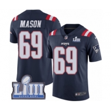 Men's Nike New England Patriots #69 Shaq Mason Limited Navy Blue Rush Vapor Untouchable Super Bowl LIII Bound NFL Jersey