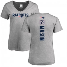 NFL Women's Nike New England Patriots #69 Shaq Mason Ash Backer V-Neck T-Shirt