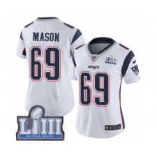 Women's Nike New England Patriots #69 Shaq Mason White Vapor Untouchable Limited Player Super Bowl LIII Bound NFL Jersey