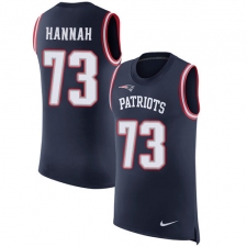 Men's Nike New England Patriots #73 John Hannah Limited Navy Blue Rush Player Name & Number Tank Top NFL Jersey