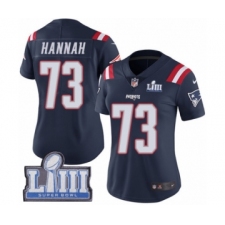 Women's Nike New England Patriots #73 John Hannah Limited Navy Blue Rush Vapor Untouchable Super Bowl LIII Bound NFL Jersey