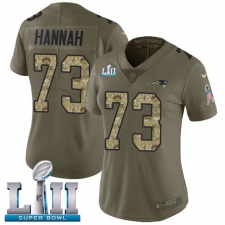 Women's Nike New England Patriots #73 John Hannah Limited Olive/Camo 2017 Salute to Service Super Bowl LII NFL Jersey