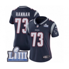 Women's Nike New England Patriots #73 John Hannah Navy Blue Team Color Vapor Untouchable Limited Player Super Bowl LIII Bound NFL Jersey