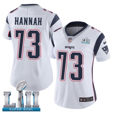 Women's Nike New England Patriots #73 John Hannah White Vapor Untouchable Limited Player Super Bowl LII NFL Jersey