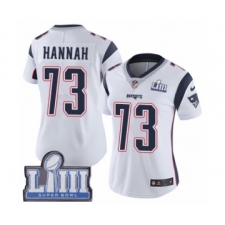 Women's Nike New England Patriots #73 John Hannah White Vapor Untouchable Limited Player Super Bowl LIII Bound NFL Jersey