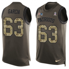 Men's Nike New England Patriots #63 Antonio Garcia Limited Green Salute to Service Tank Top NFL Jersey