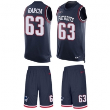 Men's Nike New England Patriots #63 Antonio Garcia Limited Navy Blue Tank Top Suit NFL Jersey