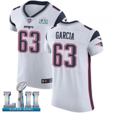 Men's Nike New England Patriots #63 Antonio Garcia White Vapor Untouchable Elite Player Super Bowl LII NFL Jersey