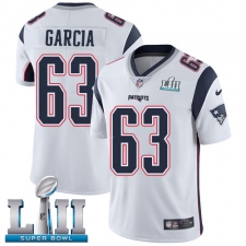 Men's Nike New England Patriots #63 Antonio Garcia White Vapor Untouchable Limited Player Super Bowl LII NFL Jersey