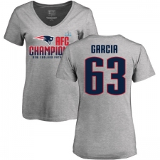 Women's Nike New England Patriots #63 Antonio Garcia Heather Gray 2017 AFC Champions V-Neck T-Shirt