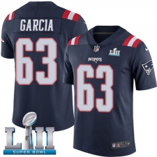 Youth Nike New England Patriots #63 Antonio Garcia Limited Navy Blue Rush Vapor Untouchable Super Bowl LII NFL Jersey