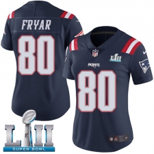 Women's Nike New England Patriots #80 Irving Fryar Limited Navy Blue Rush Vapor Untouchable Super Bowl LII NFL Jersey