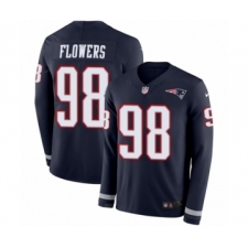 Men's Nike New England Patriots #98 Trey Flowers Limited Navy Blue Therma Long Sleeve NFL Jersey