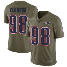 Men's Nike New England Patriots #98 Trey Flowers Limited Olive 2017 Salute to Service NFL Jersey