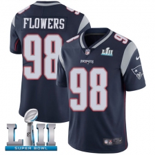 Men's Nike New England Patriots #98 Trey Flowers Navy Blue Team Color Vapor Untouchable Limited Player Super Bowl LII NFL Jersey