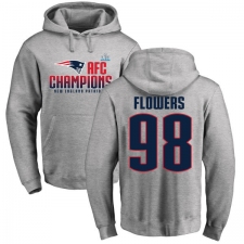 Nike New England Patriots #98 Trey Flowers Heather Gray 2017 AFC Champions Pullover Hoodie