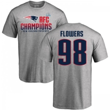 Nike New England Patriots #98 Trey Flowers Heather Gray 2017 AFC Champions V-Neck T-Shirt