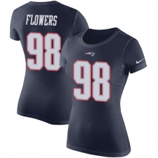 Women's Nike New England Patriots #98 Trey Flowers Navy Blue Rush Pride Name & Number T-Shirt